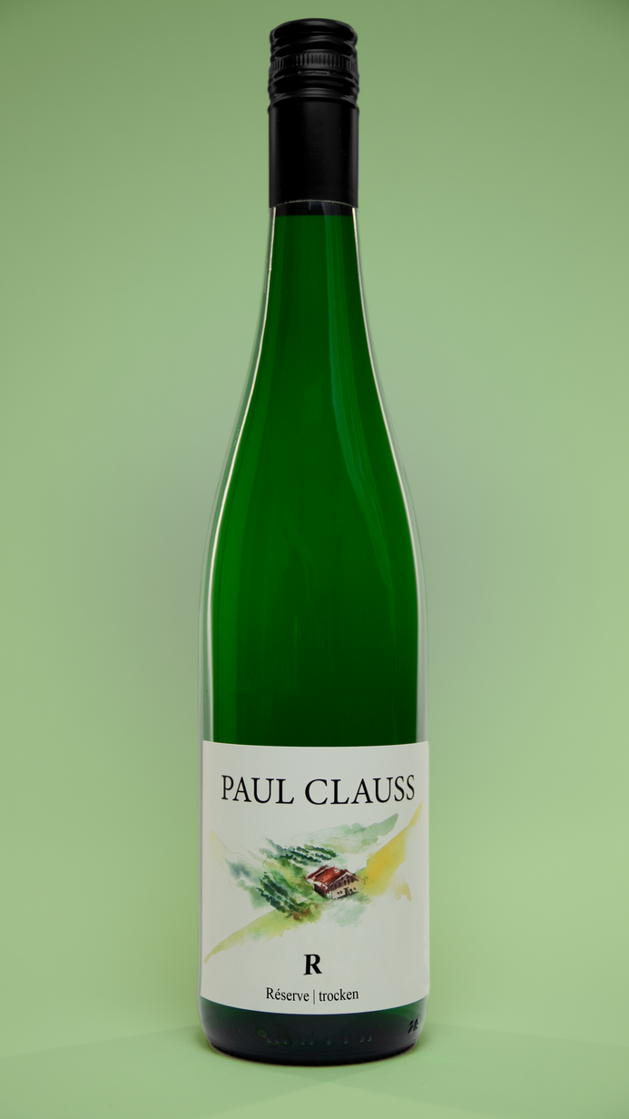 Flasche Paul Clauss Riesling Réserve trocken 2022, Bio-Weißwein aus Ostfildern